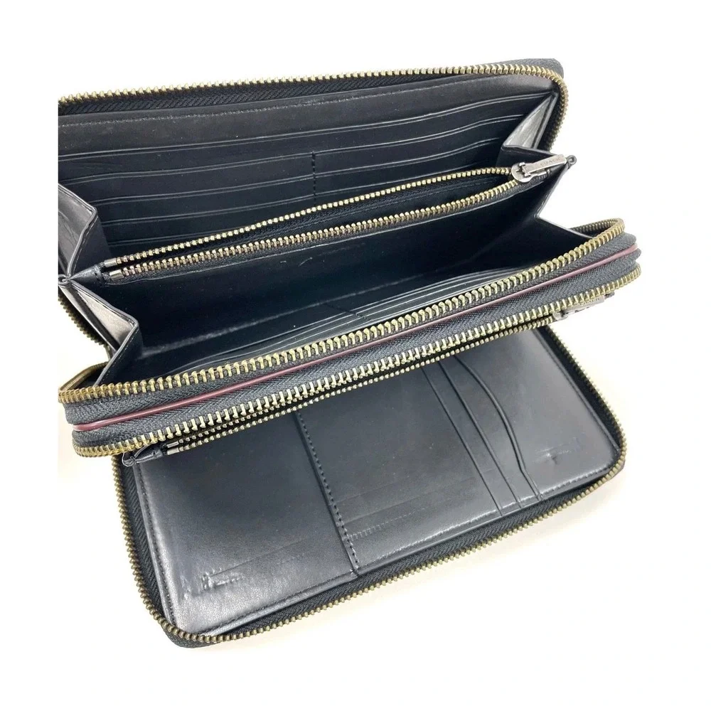 Rare Find! Coach Double Zip Travel Organizer Signature Canvas Charcoal Blk